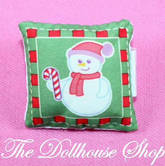 New Fisher Price Loving Family Holiday Dollhouse Reversible Christmas Pillow-Toys & Hobbies:Preschool Toys & Pretend Play:Fisher-Price:1963-Now:Dollhouses-Fisher-Price-Bedroom, Christmas, Dollhouse, Fisher Price, Green, Holidays & Seasonal, Home for the Holidays Dollhouse, Kids Bedroom, Living Room, Loving Family, New, Pillows-The Dollhouse Shop