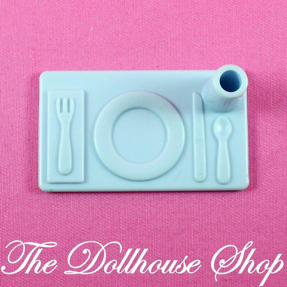 Playskool Dollhouse Kitchen Food Tray Blue Place Setting-Toys & Hobbies:Preschool Toys & Pretend Play:Playskool-Playskool-Blue,Dollhouse,Food Accessories,Kitchen,Playskool Dollhouse,Used-The Dollhouse Shop