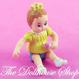 Playskool Dollhouse Nursery Brunette Baby Girl Doll Figure Yellow Top-Toys & Hobbies:Preschool Toys & Pretend Play:Playskool-Playskool-Baby, Brown Hair, Dollhouse, Dolls, Green, Nursery Room, Playskool Dollhouse, Used-The Dollhouse Shop