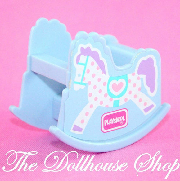 Playskool Dollhouse Nursery Toy Blue Baby Doll Rocking Horse For Fisher Price-Toys & Hobbies:Preschool Toys & Pretend Play:Playskool-Playskool-Dollhouse, Kids Bedroom, Nursery Room, Playroom, Playskool Dollhouse, Used-The Dollhouse Shop