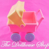 Playskool Victorian Dollhouse Nursery Pink Baby Doll Twin Double Pram Stroller-Toys & Hobbies:Preschool Toys & Pretend Play:Playskool-Playskool-Baby, Dollhouse, Nursery Room, Pink, Playskool Dollhouse, Used-The Dollhouse Shop